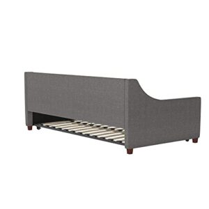 Novogratz Her Majesty Upholstered Daybed and Trundle, Twin Over Twin, Grey Linen