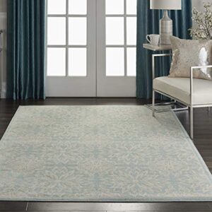 nourison jubilant floral ivory/green 4' x 6' area -rug, easy -cleaning, non shedding, bed room, living room, dining room, kitchen (4x6)