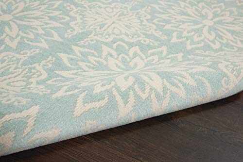 Nourison Jubilant Floral Ivory/Green 4' x 6' Area -Rug, Easy -Cleaning, Non Shedding, Bed Room, Living Room, Dining Room, Kitchen (4x6)