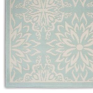 Nourison Jubilant Floral Ivory/Green 4' x 6' Area -Rug, Easy -Cleaning, Non Shedding, Bed Room, Living Room, Dining Room, Kitchen (4x6)