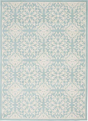 Nourison Jubilant Floral Ivory/Green 4' x 6' Area -Rug, Easy -Cleaning, Non Shedding, Bed Room, Living Room, Dining Room, Kitchen (4x6)