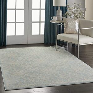 Nourison Jubilant Floral Ivory/Green 4' x 6' Area -Rug, Easy -Cleaning, Non Shedding, Bed Room, Living Room, Dining Room, Kitchen (4x6)