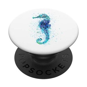 blue seahorse painting popsockets popgrip: swappable grip for phones & tablets