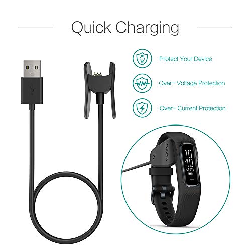 TUSITA Charger Compatible with Garmin Vivosmart 4 Activity Tracker - USB Charging Cable Clip Cradle 100cm - Fitness Tracker Accessories