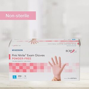 McKesson Pink Nitrile Exam Gloves - Powder-Free, Latex-Free, Ambidextrous, Textured Fingertips, Non-Sterile - Size Small, 250 Count, 1 Box