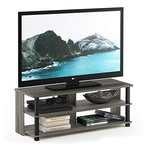 Furinno Sully 3-Tier Stand for TV up to 50, French Oak Grey/Black