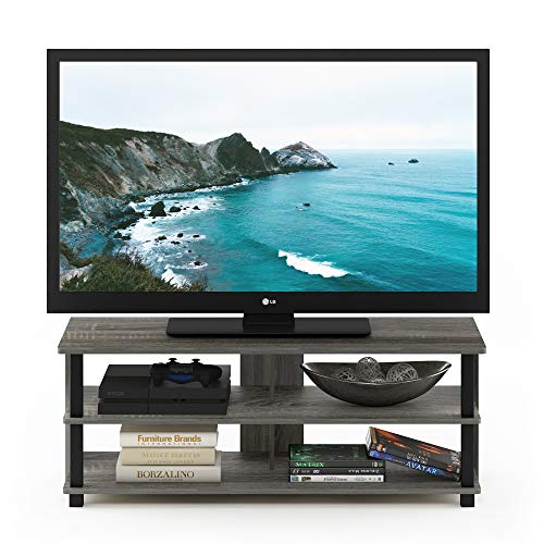 Furinno Sully 3-Tier Stand for TV up to 50, French Oak Grey/Black