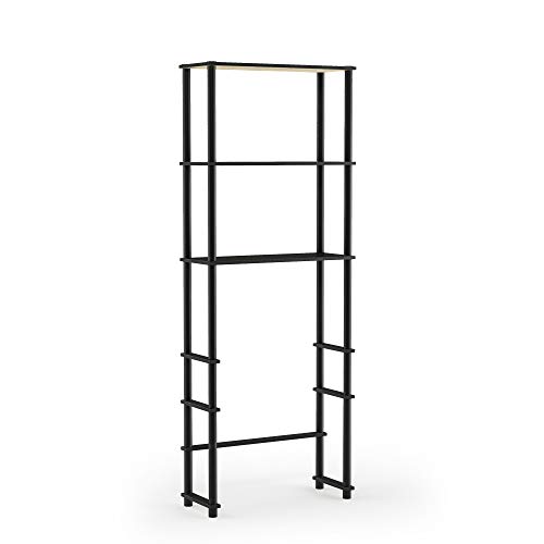 Furinno Turn-N-Tube with 3 Shelves Toilet Space Saver, Espresso/Black