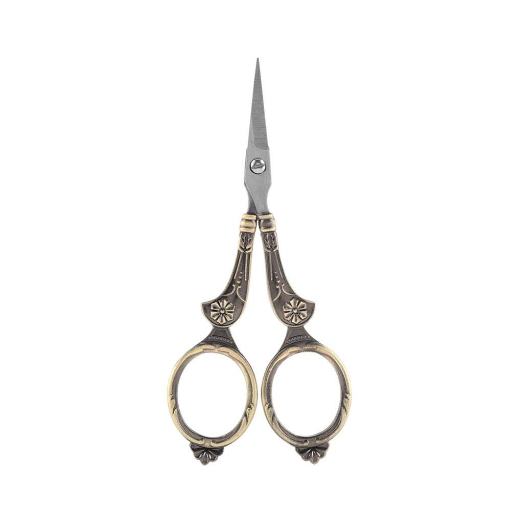 Antique Vintage Style Scissor,Mini Vintage Stainless Steel Sewing Scissors Classical Cutting Embroidery Crafts Tool Household DIY Sewing Accessories(Bronze)