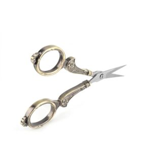 Antique Vintage Style Scissor,Mini Vintage Stainless Steel Sewing Scissors Classical Cutting Embroidery Crafts Tool Household DIY Sewing Accessories(Bronze)