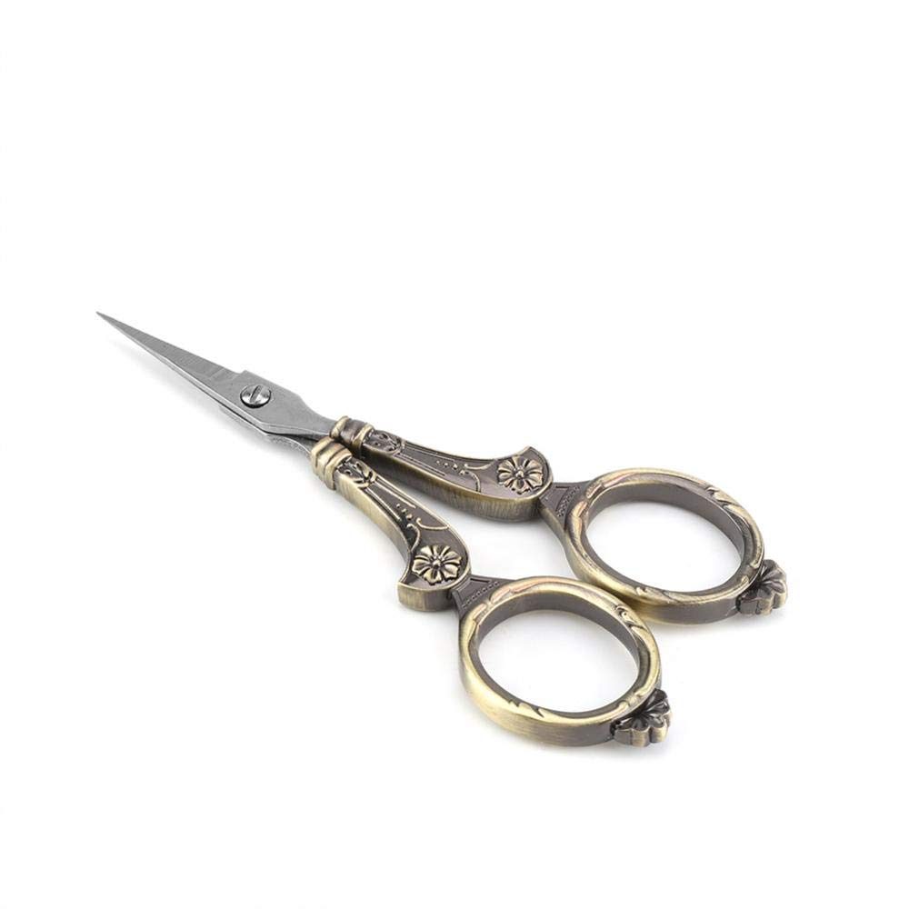 Antique Vintage Style Scissor,Mini Vintage Stainless Steel Sewing Scissors Classical Cutting Embroidery Crafts Tool Household DIY Sewing Accessories(Bronze)