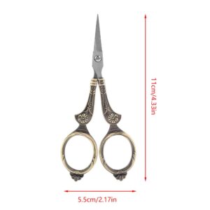 Antique Vintage Style Scissor,Mini Vintage Stainless Steel Sewing Scissors Classical Cutting Embroidery Crafts Tool Household DIY Sewing Accessories(Bronze)