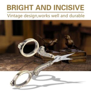 Antique Vintage Style Scissor,Mini Vintage Stainless Steel Sewing Scissors Classical Cutting Embroidery Crafts Tool Household DIY Sewing Accessories(Bronze)