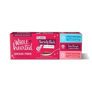 wholehearted grain free maritime delights flaked wet cat food variety pack for all life stages, 2.8 oz.