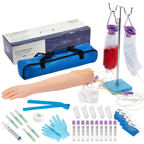 Phlebotomy Practice Kit | IV, Venipuncture, Phlebotomy Practice Arm | Perfect Phlebotomy Gifts For Medical Student and Nurse Student | Complete Phlebotomy Equipment and Supplies | EDUCATIONAL USE ONLY