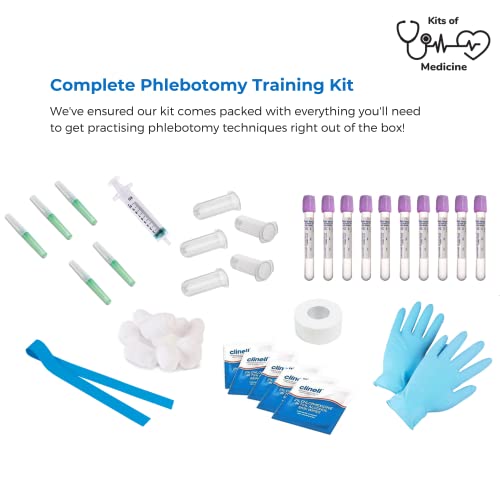 Phlebotomy Practice Kit | IV, Venipuncture, Phlebotomy Practice Arm | Perfect Phlebotomy Gifts For Medical Student and Nurse Student | Complete Phlebotomy Equipment and Supplies | EDUCATIONAL USE ONLY