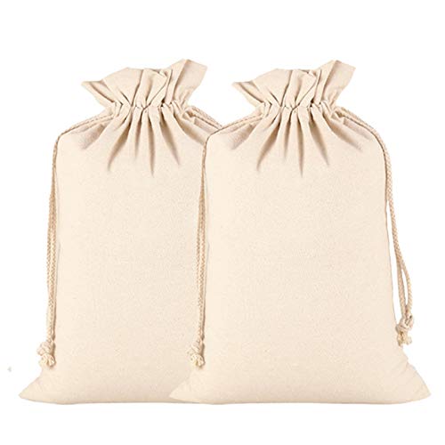 Yingkor Small Cotton Canvas Muslin Drawstring Bag Bags, Mesh Cloth Bags, Reusable Produce Bags, Pack-2, 33x55cm