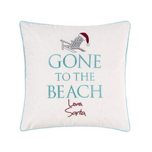 c&f home gone to the beach love santa pillow winter xmas christmas decor decoration embroidered throw pillow for couch chair living room bedroom 18 x 18 white