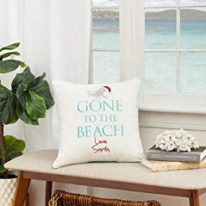 C&F Home Gone to The Beach Love Santa Pillow Winter Xmas Christmas Decor Decoration Embroidered Throw Pillow for Couch Chair Living Room Bedroom 18 x 18 White