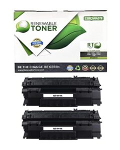 renewable toner compatible toner cartridge high yield replacement for hp q5949x 49x laser printers 1320 3390 3392 (pack of 2)
