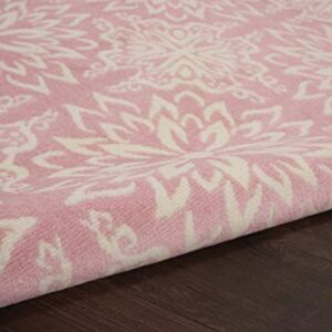 Nourison Jubilant Floral Ivory/Pink 4' x 6' Area Rug, Easy -Cleaning, Non Shedding, Bed Room, Living Room, Dining Room, Kitchen (4x6)