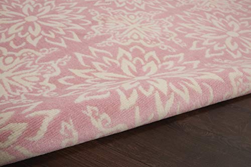 Nourison Jubilant Floral Ivory/Pink 4' x 6' Area Rug, Easy -Cleaning, Non Shedding, Bed Room, Living Room, Dining Room, Kitchen (4x6)