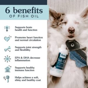 Fera Pets Fish Oil for Dog and Cat with DHA, EPA, Vitamin E and Omega-3 Fatty Acids – Liquid Fish Oil Supplement - Brain Function & Immune Health 16 oz