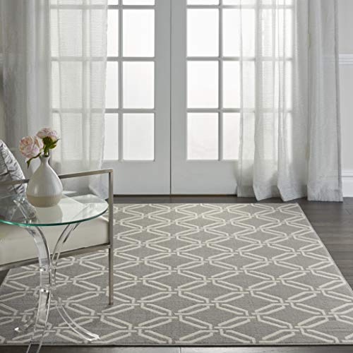 Nourison Jubilant Trellis Grey 5'3" x 7'3" Area -Rug, Easy -Cleaning, Non Shedding, Bed Room, Living Room, Dining Room, Kitchen (5x7)