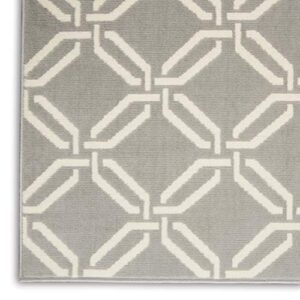 Nourison Jubilant Trellis Grey 5'3" x 7'3" Area -Rug, Easy -Cleaning, Non Shedding, Bed Room, Living Room, Dining Room, Kitchen (5x7)