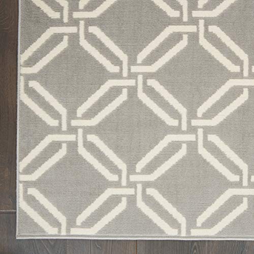 Nourison Jubilant Trellis Grey 5'3" x 7'3" Area -Rug, Easy -Cleaning, Non Shedding, Bed Room, Living Room, Dining Room, Kitchen (5x7)