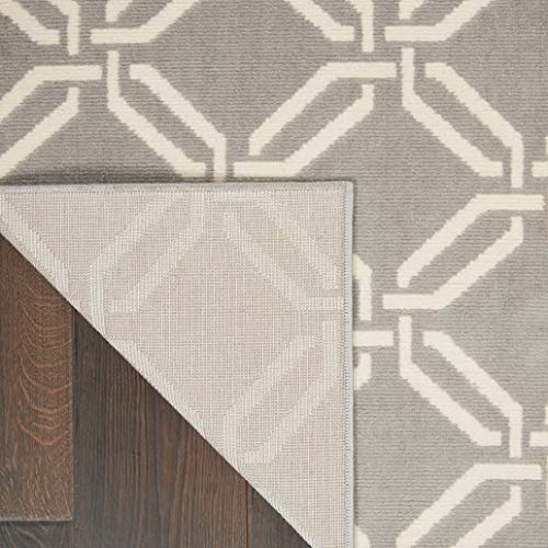 Nourison Jubilant Trellis Grey 5'3" x 7'3" Area -Rug, Easy -Cleaning, Non Shedding, Bed Room, Living Room, Dining Room, Kitchen (5x7)