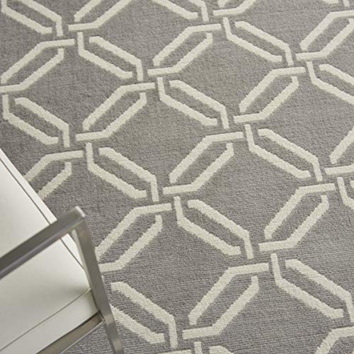 Nourison Jubilant Trellis Grey 5'3" x 7'3" Area -Rug, Easy -Cleaning, Non Shedding, Bed Room, Living Room, Dining Room, Kitchen (5x7)