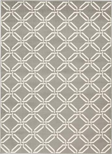 Nourison Jubilant Trellis Grey 5'3" x 7'3" Area -Rug, Easy -Cleaning, Non Shedding, Bed Room, Living Room, Dining Room, Kitchen (5x7)