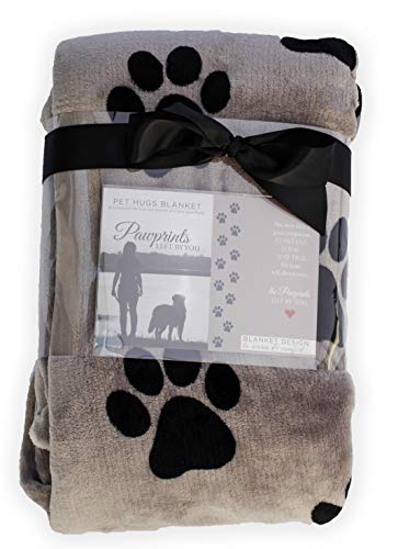 Pawprints Left by You Pet Memorial Blanket with Heartfelt Sentiment - Comforting Pet Loss/Pet Bereavement Gift (Non Personalized)