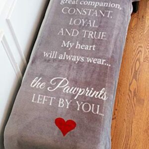 Pawprints Left by You Pet Memorial Blanket with Heartfelt Sentiment - Comforting Pet Loss/Pet Bereavement Gift (Non Personalized)