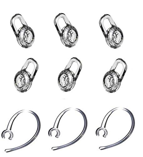 JNSA Medium Size 6PCS Replacement Gel Ear Tips & 3PCS Ear Hook Compatible with PLANTR0NICS M165 / M180 / M155 / M70 / M55 Headset,for [ M165 Eartips & Earhook] [M Size,6+3]