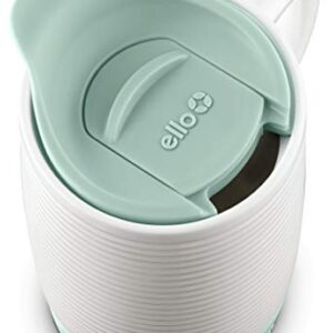 Ello Jane Ceramic Travel Mug with Handle, Splash-Resistant Slider Lid and Built in Coaster, Perfect for Coffee and Tea, BPA Free, Dishwasher Safe, Yucca, 18oz