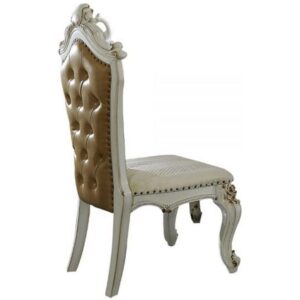 acme picardy side chair (set-2) - - fabric/pu & antique pearl