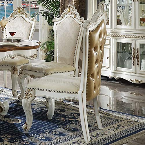 ACME Picardy Side Chair (Set-2) - - Fabric/PU & Antique Pearl