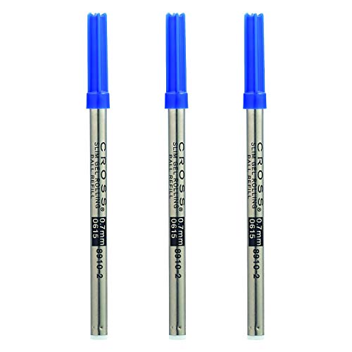 Cross Gel Rollerball Pen Refill (Blue/Slim, 3-Pack) Bundle (3 Items)