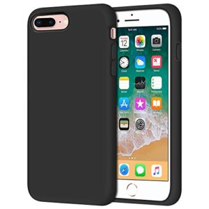 anuck iphone 8 plus case, iphone 7 plus case, soft silicone gel rubber bumper case microfiber lining hard shell shockproof full-body protective case cover for iphone 7 plus /8 plus 5.5" - t black