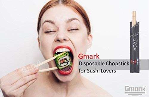 Disposable Chopsticks Pack of 40 Pair, 9" Japanese Style Sleeved Sushi Chopsticks by Gmark GM1038A