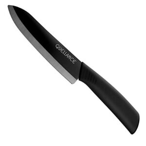 quellance ceramic chef knife, ultra sharp professional 6-inch ceramic kitchen chef's knife with sheath cover, perfect sharp knife for cutting boneless meats, sashimi, fruits and vegetables (black)