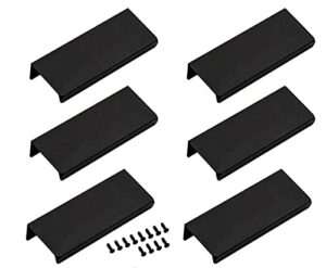 lc lictop 80mm/3.15" black back mount finger edge pull concealed handle for home kitchen door drawer cabinet(6pcs)