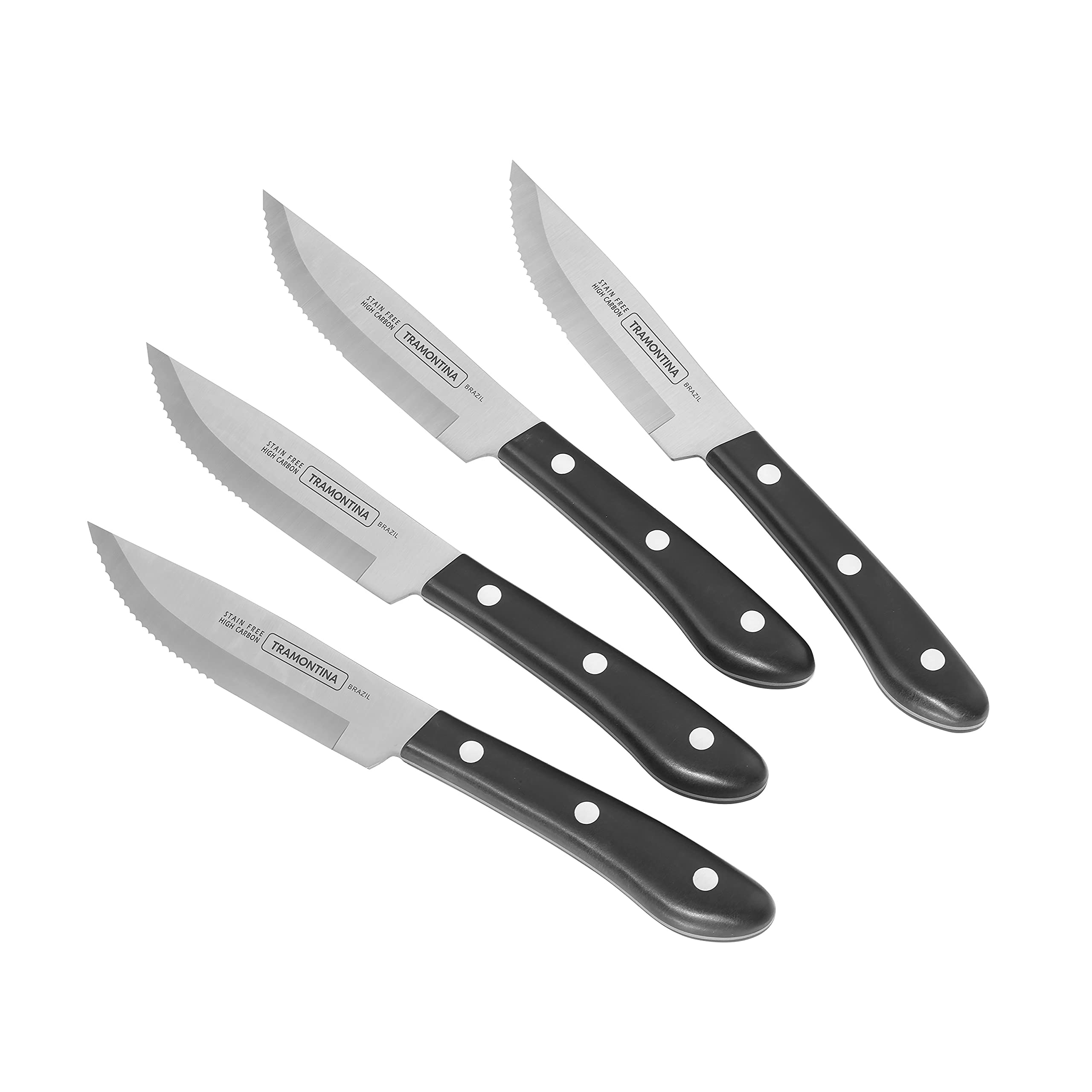 Tramontina Porterhouse 4-Piece High-Carbon Stainless Steel Steak Knife Set, 80000/009DS