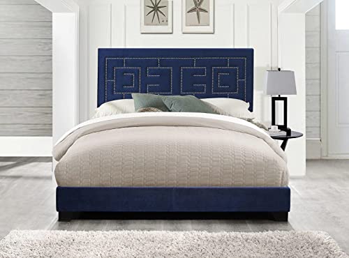 ACME Ishiko III Queen Bed - - Dark Blue Velvet