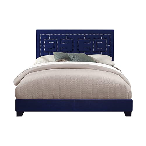 ACME Ishiko III Queen Bed - - Dark Blue Velvet