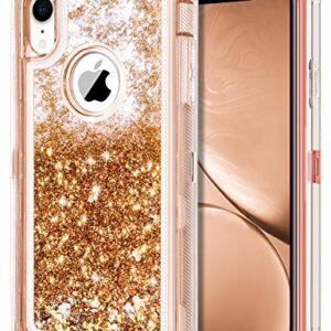 JAKPAK Case for iPhone XR Case Glitter Bling Sparkle for Girls Woman iPhone XR Case Heavy Duty Shockproof Full Body Protective Shell Hard PC Bumper and TPU Back Cover for iPhone XR 10R Rose Gold