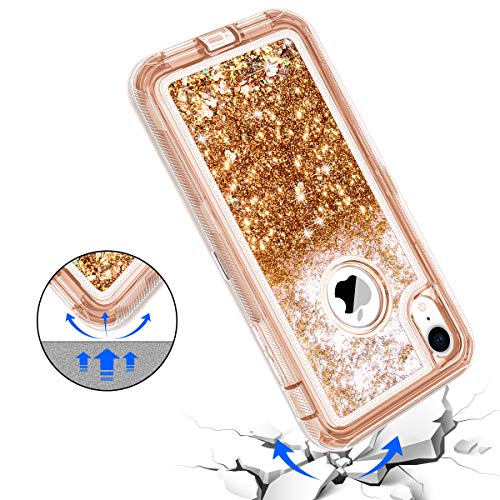 JAKPAK Case for iPhone XR Case Glitter Bling Sparkle for Girls Woman iPhone XR Case Heavy Duty Shockproof Full Body Protective Shell Hard PC Bumper and TPU Back Cover for iPhone XR 10R Rose Gold