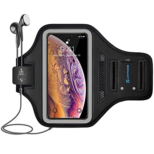 LOVPHONE iPhone 14 Pro/ 14/13 Pro/ 13/12 Pro/ 12/11 Pro Max/ 11 Pro/ 11/ XR/XS Max Armband, Sport Running Exercise Gym Case with Key Holder & Card Slot (Gray)